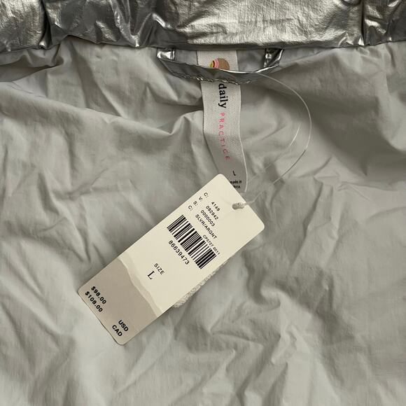 Daily Practice Anthropologie Large Metallic Hooded Puffer Vest - Picture 4 of 4